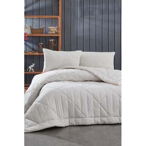 Komfort Home Tek Kişilik %100 Pamuk Kumaş Yorgan+Yastık / Beyaz