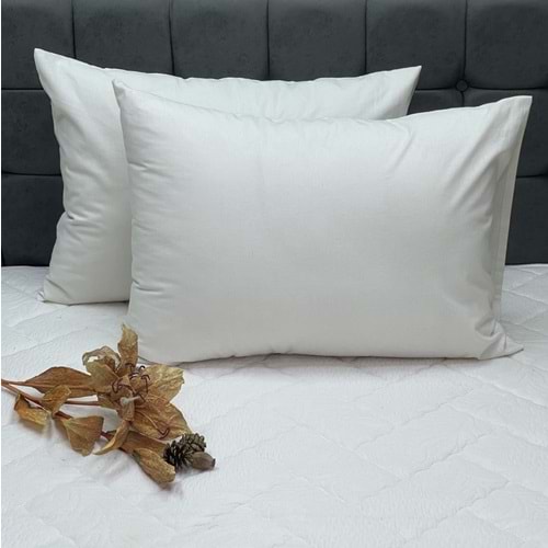 Komfort Home İpliği Boyalı Pamuk Kumaş Yastık Kılıfı 2 Adet - Beyaz