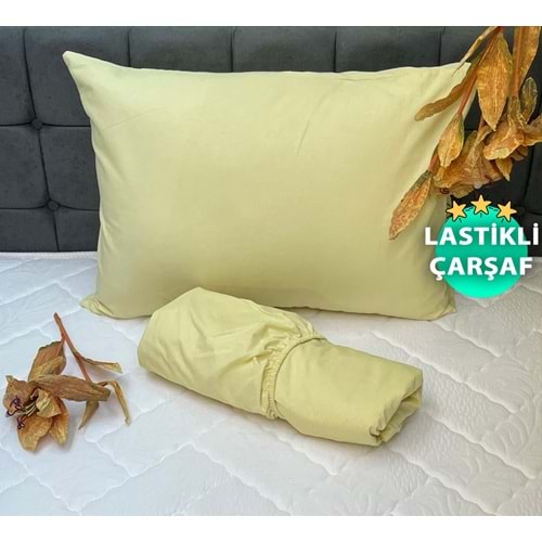 Komfort Home Tek Kişilik İpliği Boyalı Pamuk Kumaş Lastikli Çarşaf Setleri (Yüksekliği 40 Cm) - SARI - 100x200 CM