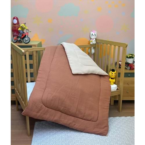 Komfort Home Müslin %100 Organik Pamuk Yumuşak Çift Taraflı Bebek Yorganı - Kahverengi